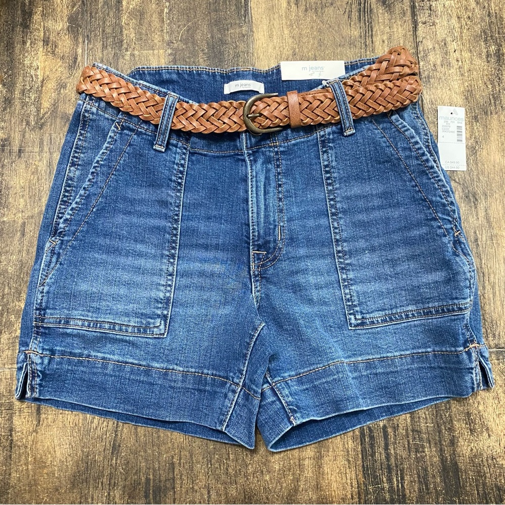 Maurices Blue Jean Shorts with Tan Belt